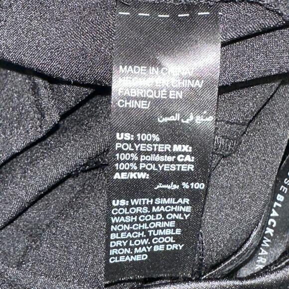 WHBM Womens Wide Leg Tie Waist Dress Pants Size 2P Black High Rise Tapered Ankle - Picture 10 of 12